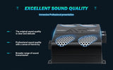 APHF amplifier promotional graphic emphasizing full-range sound and audio transmission