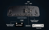 Amplifier wiring diagram connecting fused battery power, chassis ground and the head-unit remote lead