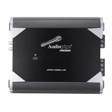 Audiopipe APHT-1000.1-H1 amplifier top view with silver corner trim and a power-protect indicator
