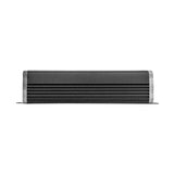 Side profile of amplifier showing horizontal cooling fins