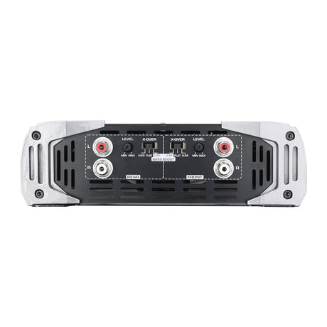 Audiopipe amplifier control panel with four RCA sockets and separate channel-pair level and crossover controls
