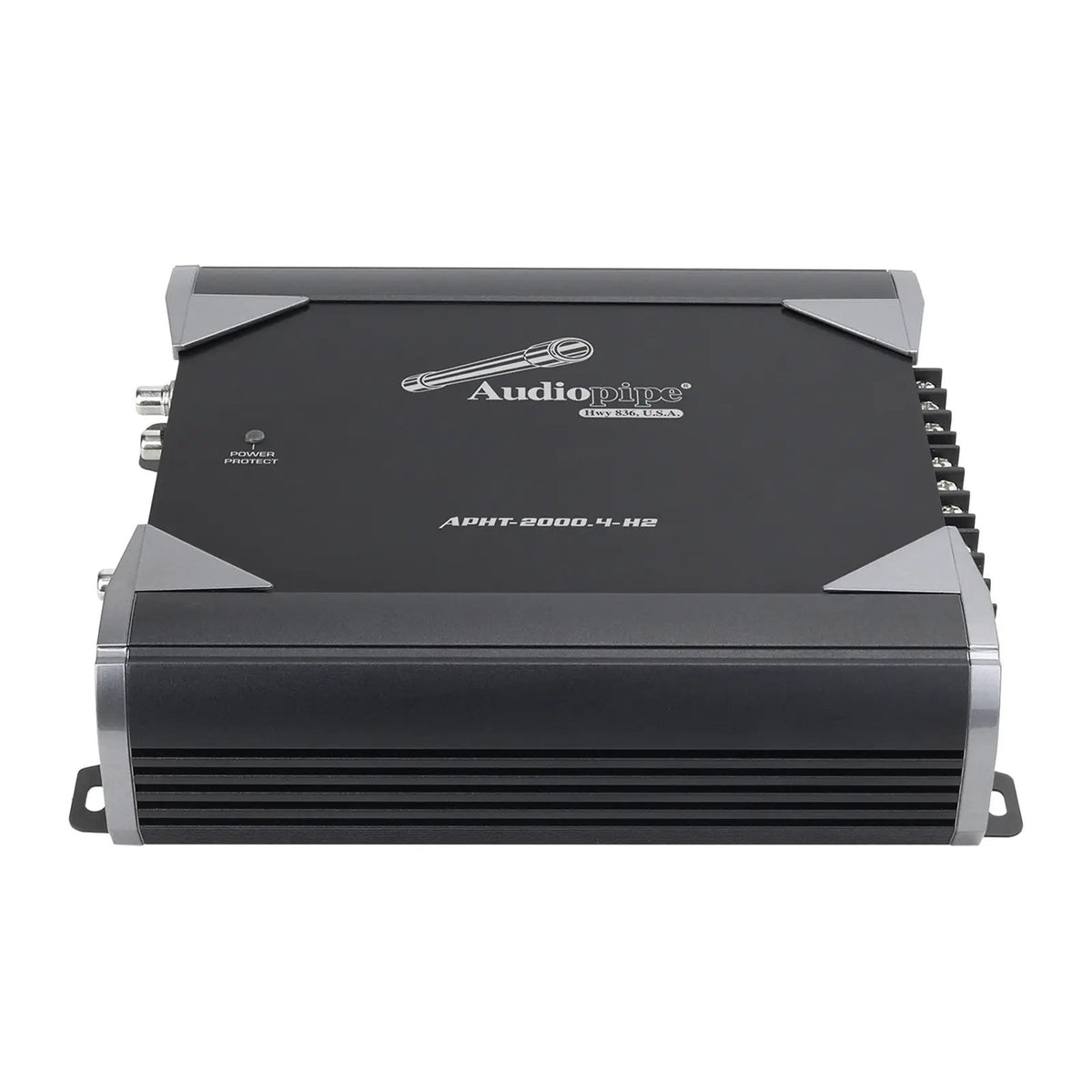 Audiopipe APHT-2000.4-H2 amplifier, front-top view