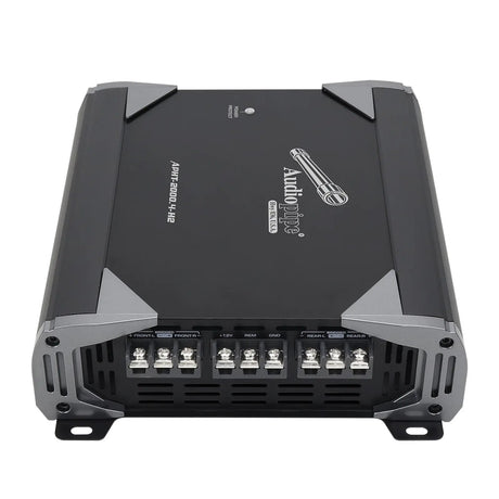 Audiopipe APHT-2000.4-H2 amplifier showing power and speaker screw terminals