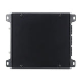 Plain black amplifier underside with four corner mounting tabs
