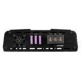 Amplifier power panel with cooling fan, three purple fuses and connection terminals