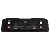 Four-channel amplifier input panel with RCA sockets and crossover controls