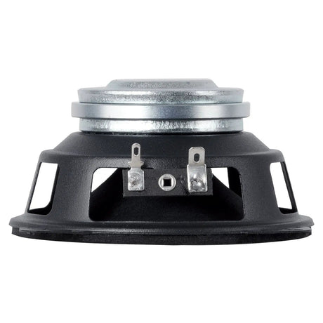 Small loudspeaker, side view of basket, magnet and terminals