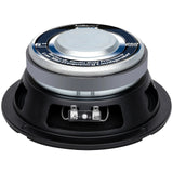 Angled rear of an Audiopipe speaker with a silver labeled magnet and paired terminals