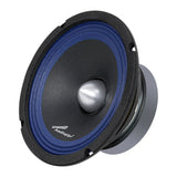 Audiopipe APMB-620PM midrange loudspeaker with blue surround and silver phase plug