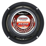 Rear of Audiopipe APMB-620PM speaker with labeled magnet and black basket
