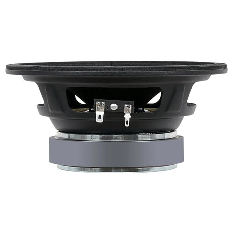 Audiopipe midrange loudspeaker side view showing its basket, terminals and magnet