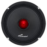 Front of an Audiopipe speaker with a red bullet center and four mounting holes