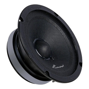 Angled Audiopipe speaker with a textured black cone and rounded dust cap