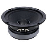 Low-angle Audiopipe speaker view showing its textured cone, magnet and two terminals