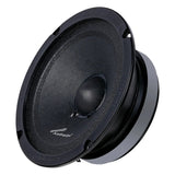 Opposite angled view of an Audiopipe speaker with a black textured cone and embossed rim