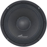 Front of an Audiopipe speaker showing its black cone, rounded dust cap and ribbed surround