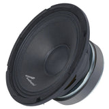 Opposite angled view of a black Audiopipe speaker with its silver magnet visible behind the basket