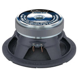 Rear of Audiopipe midrange speaker showing its labeled vented magnet and black basket
