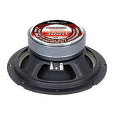 Rear of Audiopipe APMB-834PM speaker with red-and-white magnet label and terminals