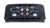 Audiopipe four-channel amplifier input panel with RCA sockets, gain controls and crossover switches