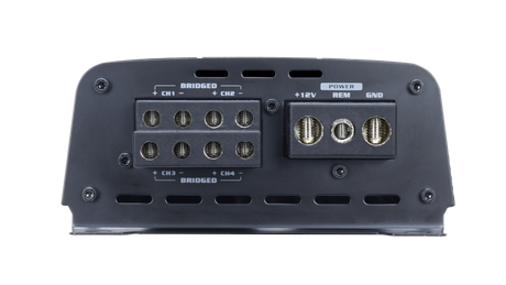 Audiopipe four-channel amplifier output panel with speaker and power terminals