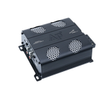 Audiopipe APMOX-280.4 amplifier viewed from its RCA input and control end