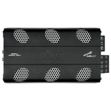 Top view of an Audiopipe APMOX-450.4 amplifier with six silver mesh vents and 1800W marking