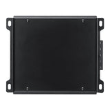 Amplifier underside with a flat black cover and four slotted mounting tabs