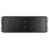 Audiopipe amplifier underside showing its black base plate, ventilation slots and mounting tabs
