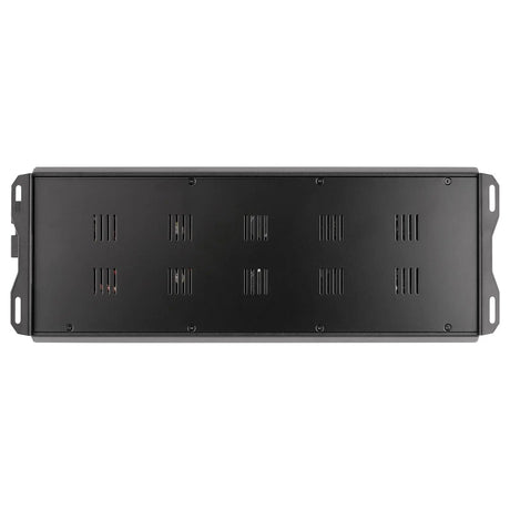 Audiopipe amplifier underside showing its black base plate, ventilation slots and mounting tabs