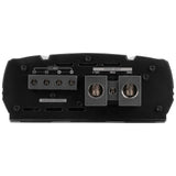 Amplifier output panel with speaker terminals and large power-input terminals