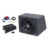 Audiopipe single-subwoofer enclosure package with amplifier, remote level control and wiring accessories