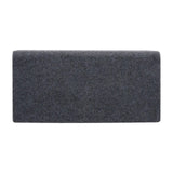 Plain gray-carpeted rear panel of a rectangular speaker enclosure