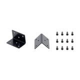 Two black enclosure mounting brackets and a set of screws