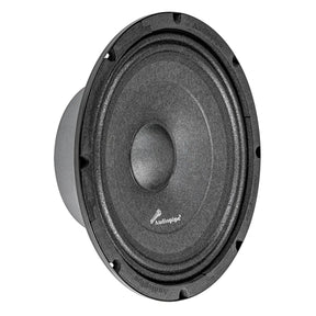 Black Audiopipe loudspeaker, angled view