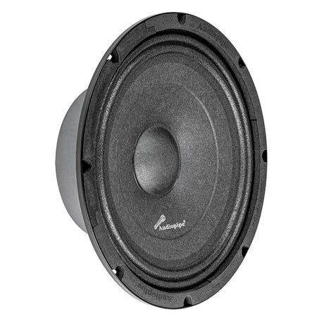 Black Audiopipe loudspeaker, angled view