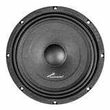 Front view of a black Audiopipe speaker with a plain cone and domed dust cap