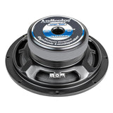 Audiopipe APSP-840 loudspeaker rear angled view showing its labeled magnet, basket and terminals