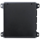 Amplifier underside showing a plain black cover and slotted mounting tabs
