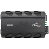 Top of an Audiopipe APMQ-4095 amplifier with vented edges and a printed 1300-watt label