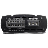 Amplifier output panel with front, rear and subwoofer speaker connections plus +12V, REM and GND terminals