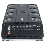 Audiopipe amplifier input panel with RCA sockets, gain and crossover controls, remote port and status lights