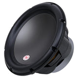 Angled Audiopipe woofer with a smooth gray cone, broad surround and exposed basket