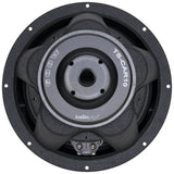 Audiopipe TS-CAR10 woofer rear view showing its labeled magnet, basket and terminals