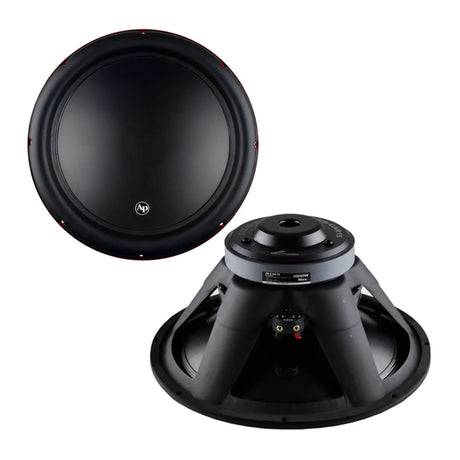 Composite front and rear views of an Audiopipe woofer with smooth cone and vented magnet