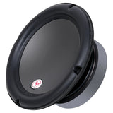 Angled front view of a black woofer with a smooth cone, thick surround and small AP badge