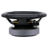 Audiopipe woofer side view showing its basket, suspension and magnet