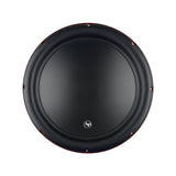 Audiopipe woofer front view showing a smooth black cone and broad surround