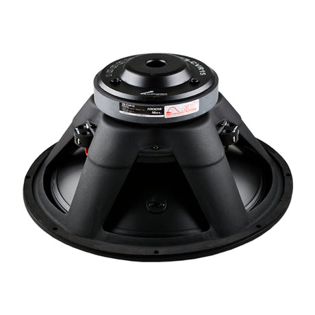 Rear angled view of an Audiopipe TS-CVR15 woofer with a vented magnet and two terminal blocks