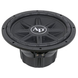 Audiopipe subwoofer with a sculpted black cone and silver center logo